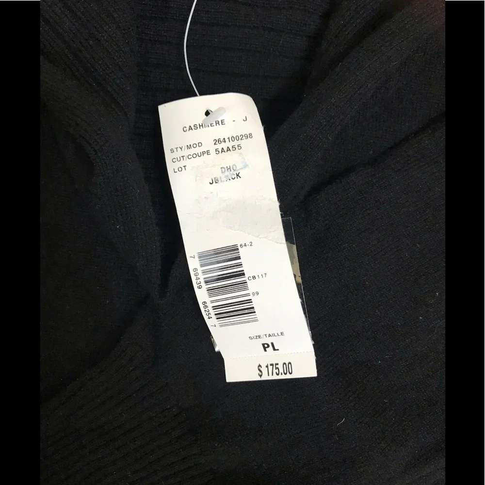 Jones New York NEW 100% Cashmere Sweater Cowl Shawl Collar Ribbed Minimalist P L - Picture 7 of 15